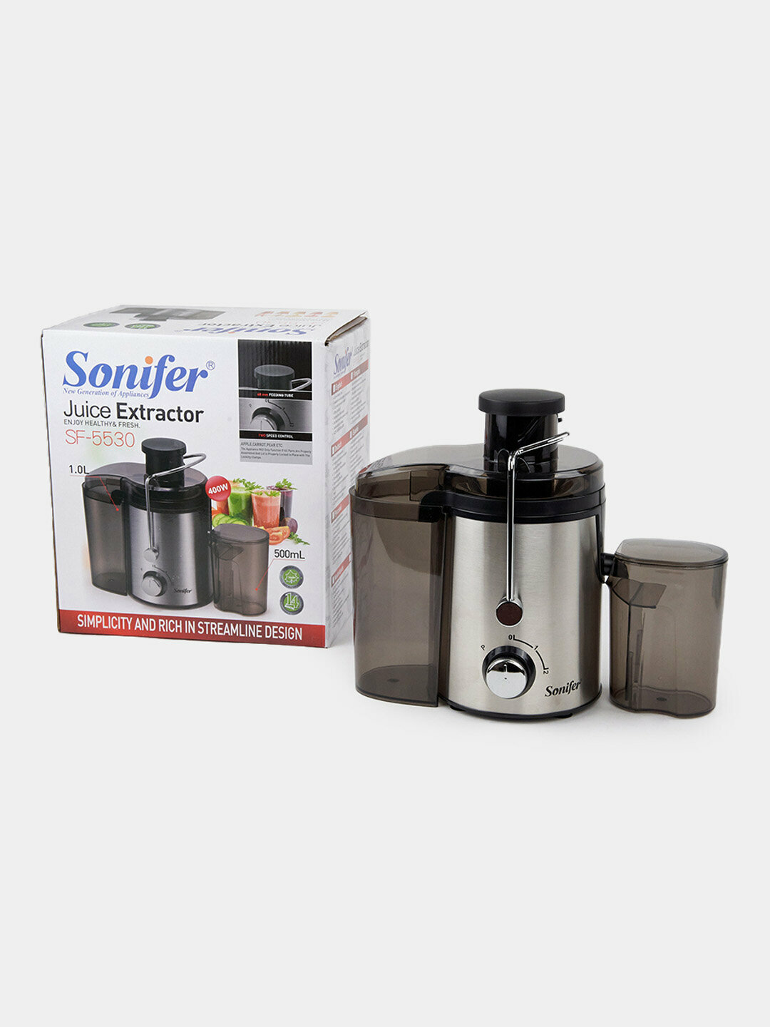 Соковыжималка Sonifer SF-5530, центробежная, 400 Вт, 2 скорости, 0,5 л