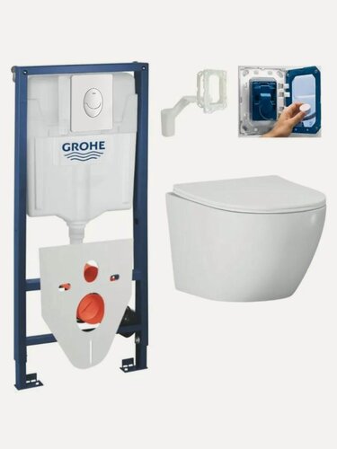 Изображение товара Инсталляция Grohe QuickFix, подвесной унитаз Helmken, шумоизоляция