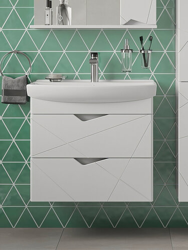 Изображение товара Тумба подвесная SanStar Линни 70 Без раковины для ванной комнаты, белая