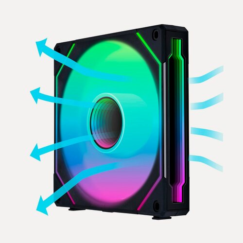 Изображение товара Комплект вентиляторов для корпуса 3 шт. Lian Li UNI FAN SL-INF 140 Reverse Black /14RSLIN1B/ 140x140x25мм (PWM, ARGB, 200-1600 об/мин, 28,6dBa