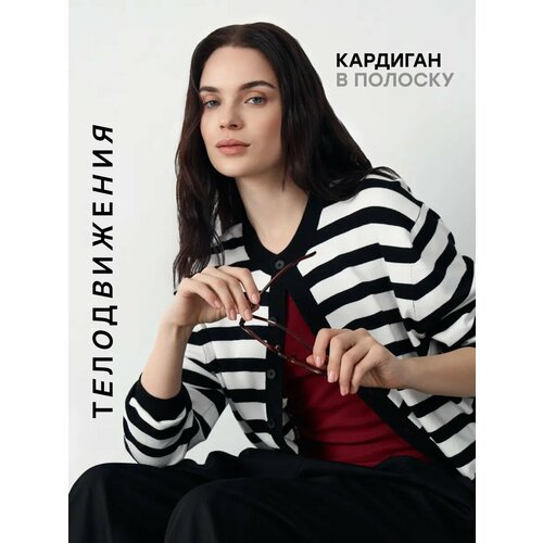 фото Кардиган телодвижения на пуговицах олд мани в полоску, размер xs, черный