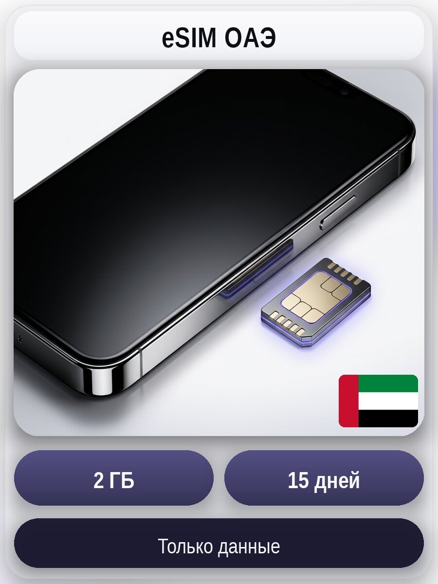 ESIM для мобильного интернета 2ГБ на 15 дней | ОАЭ | Виртуальная СИМ-карта