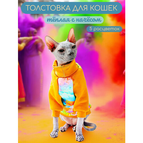 фото Тёплая кофта для кошек элегантный хвост, фестиваль красок , размер xl