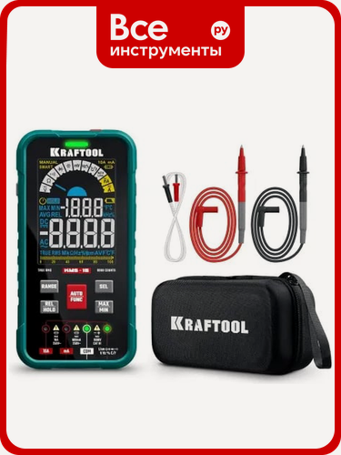 Изображение товара Мультиметр Kraftool KMS-15, профессиональный, цифровой, автоматический, 165x83x23 мм