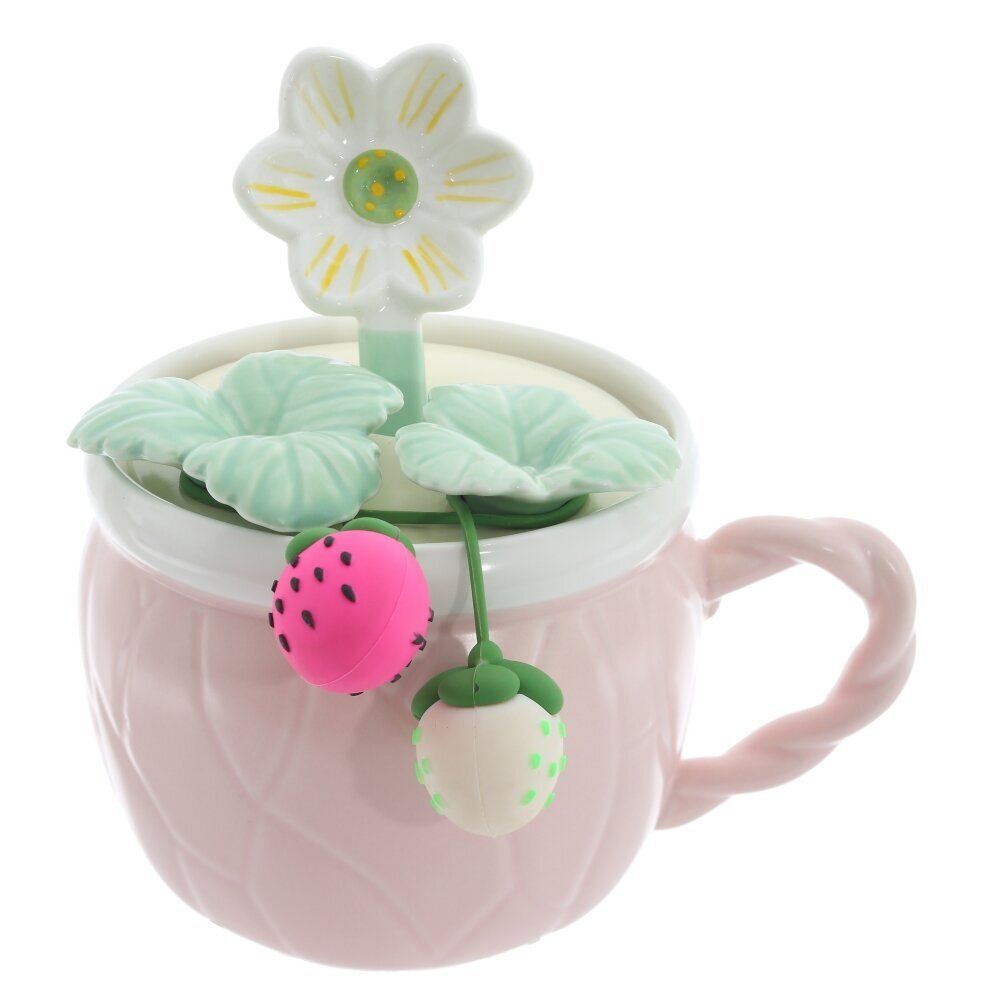 Кружка с крышкой и ложкой, 330 мл, L14 W10 H13 см