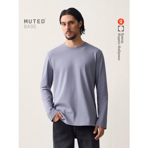 фото Лонгслив muted base из хлопкового джерси, размер m, , синий