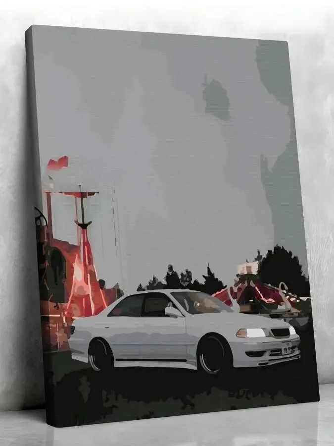 Картина по номерам "Toyota Mark 2", на холсте на подрамнике 40х50, раскраска по номерам, набор для творчества, Техника и транспорт / машины
