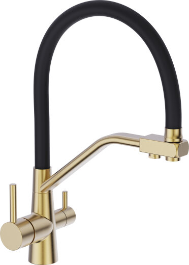 Кухонный смеситель Weissgauff WKF 3422 Gold/Black Pure Water