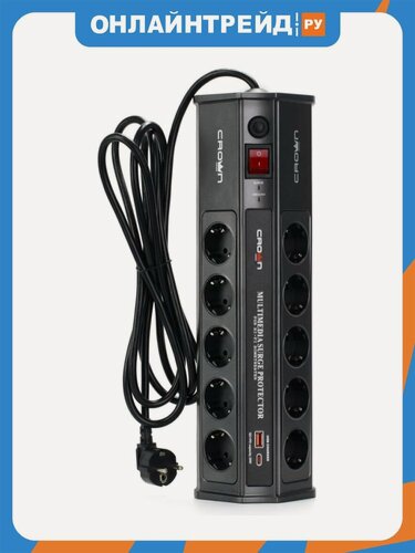 Изображение товара Сетевой фильтр Crown Micro CROWN CMPS-11 (10 розеток/2хUSB с быстрой зарядкой)
