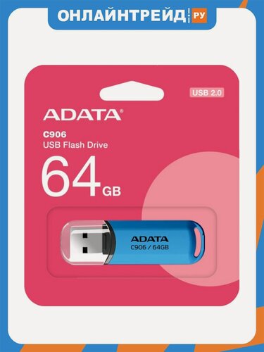 Изображение товара USB флешка Adata 64Gb C906 blue USB 2.0
