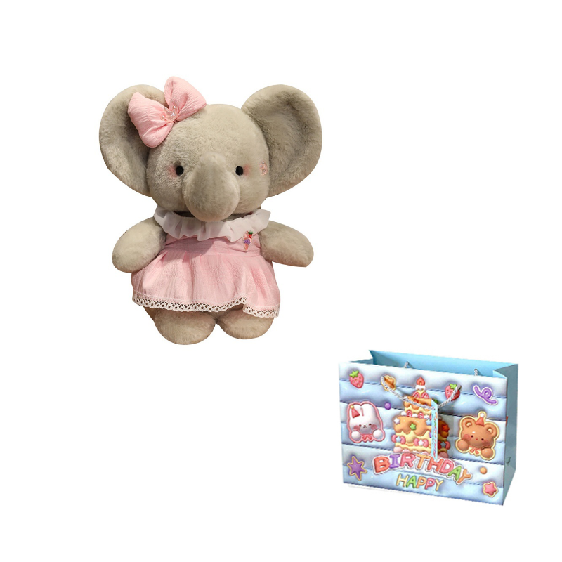 Плюшевая кукла унисекс YIHEGE Кролики, Слоны, Успокаивающая игрушка, 25 см, Pink Elephant