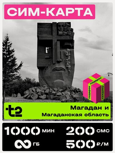 Изображение товара Сим карта теле 2 с безлимитным интернетом. t2 SIM-карта тариф Партнер М Магаданская область. 1000 минут за 500 рублей в месяц.
