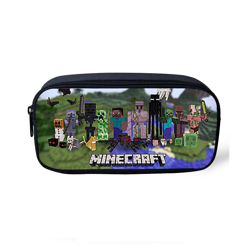 Пенал с принтом Майнкрафт для школьников - вместительный, унисекс, мультяшный дизайн, хранение ручек и карандашей