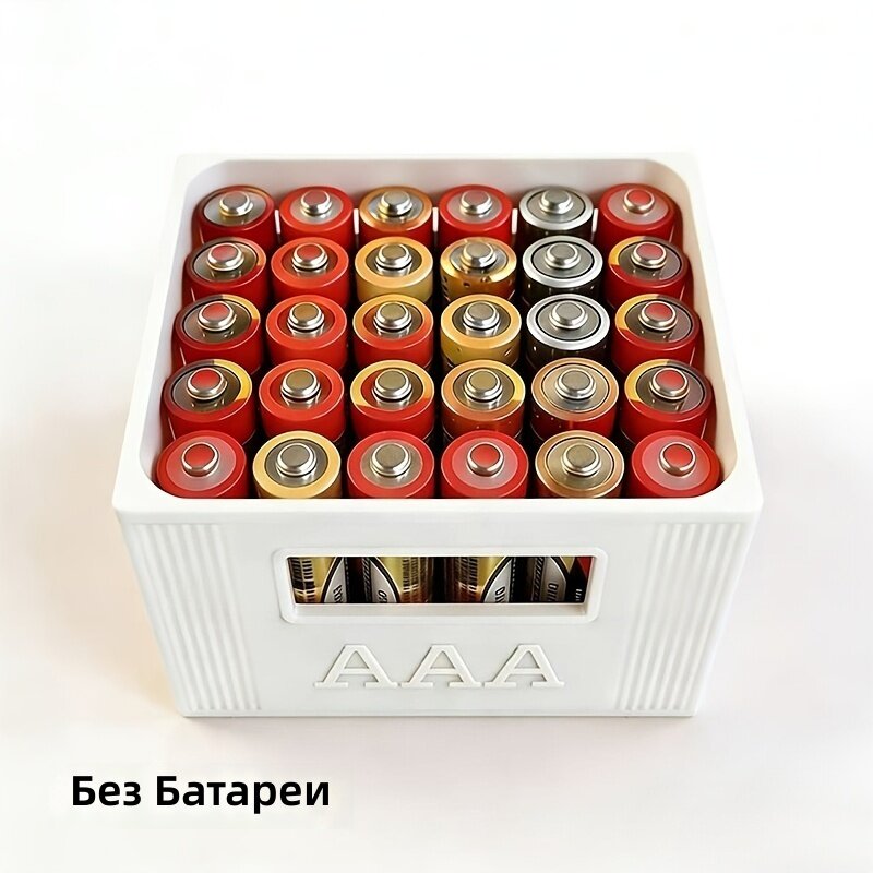 Контейнер для хранения батареек AAA/AA, на 30/20 отсеков, прочный пластиковый органайзер, белый, штабелируемый дизайн