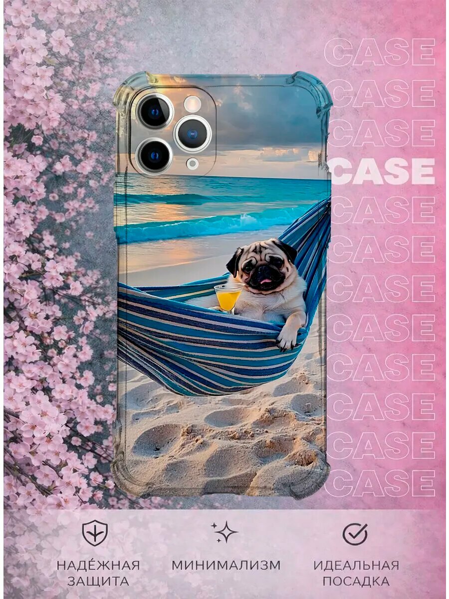 Чехол на iPhone 11 Pro с принтом Мопс на море