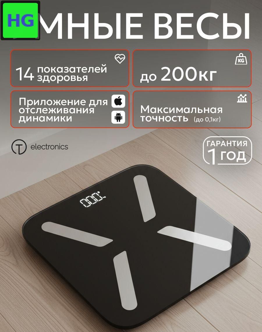 Напольные весы Умные напольные весы Titan Electronics 2, нагрузка 200 кг, точность 50 г