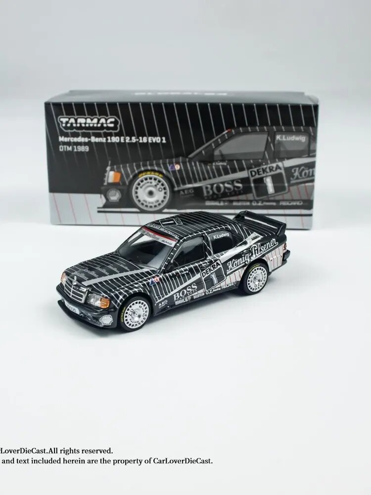 Машинка Tarmac Works TW 1/64 Mercedes-Benz 190 E 2.5-16 EVO 1 DTM 1989 Klaus Ludwig Die-cast Alloy Car Model Collection Display Gift