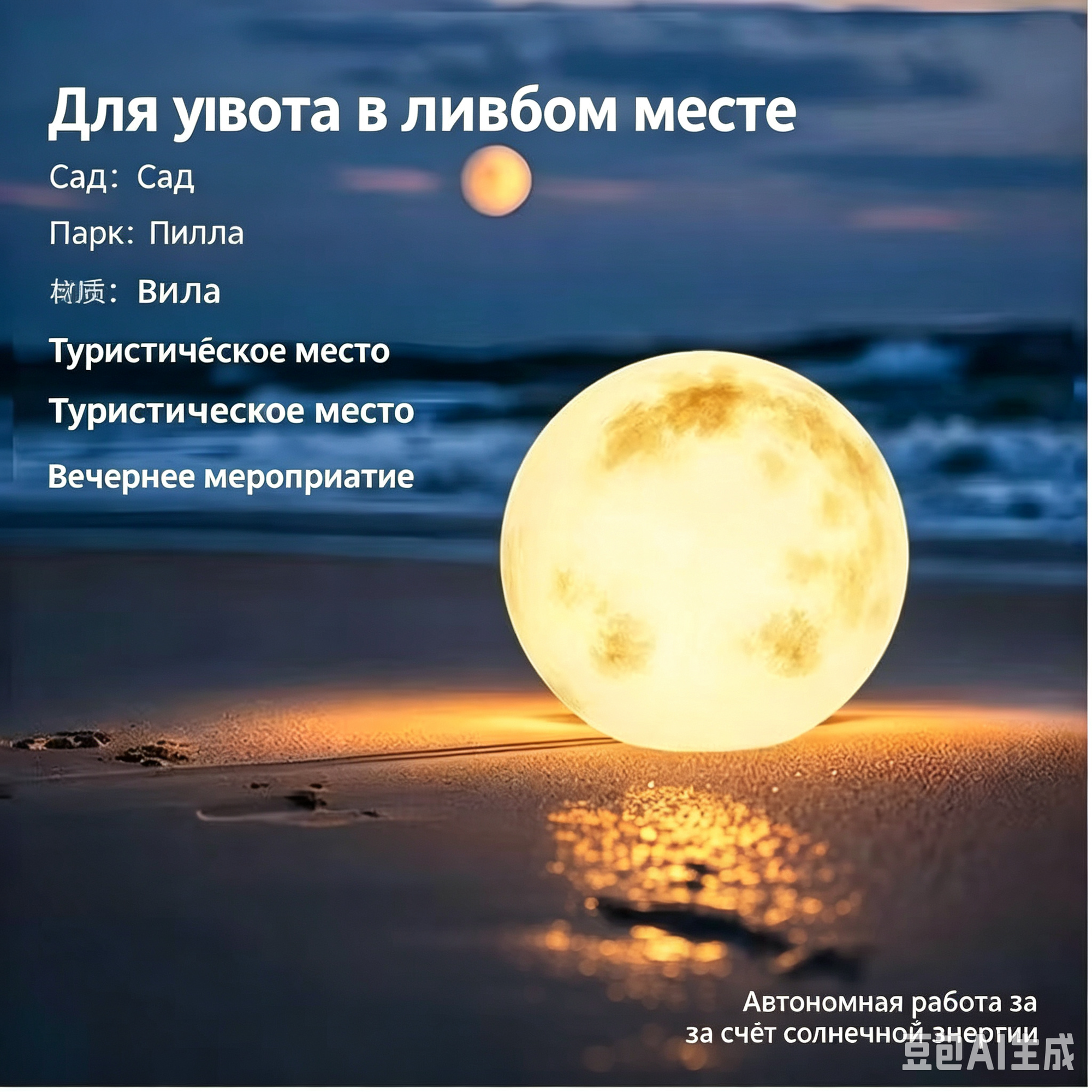 Светильник садовый "Лунный шар", на солнечной батареи, 3D, 16цветов, E27