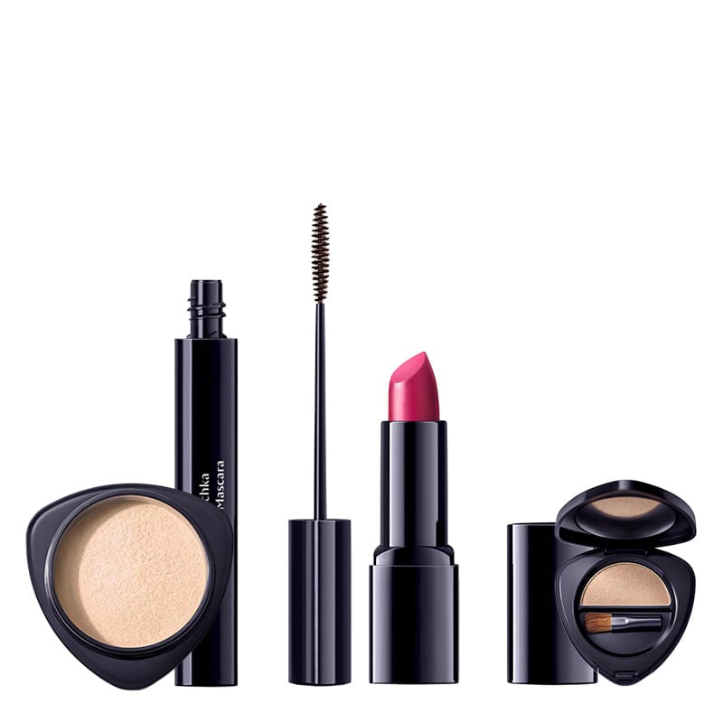 Набор декоративной косметики Dr Hauschka Make Up Set комплект: рассыпчатая пудра 12 г + объемная тушь для ресниц 6 мл + отдельные тени 1,4 г + помада 4,1 г
