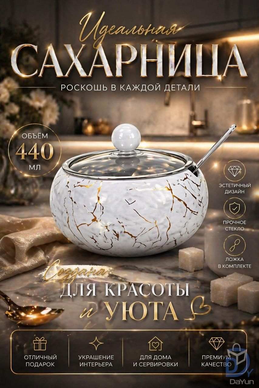 Сахарница металлическая, белая, для сахара и специй, кухонная