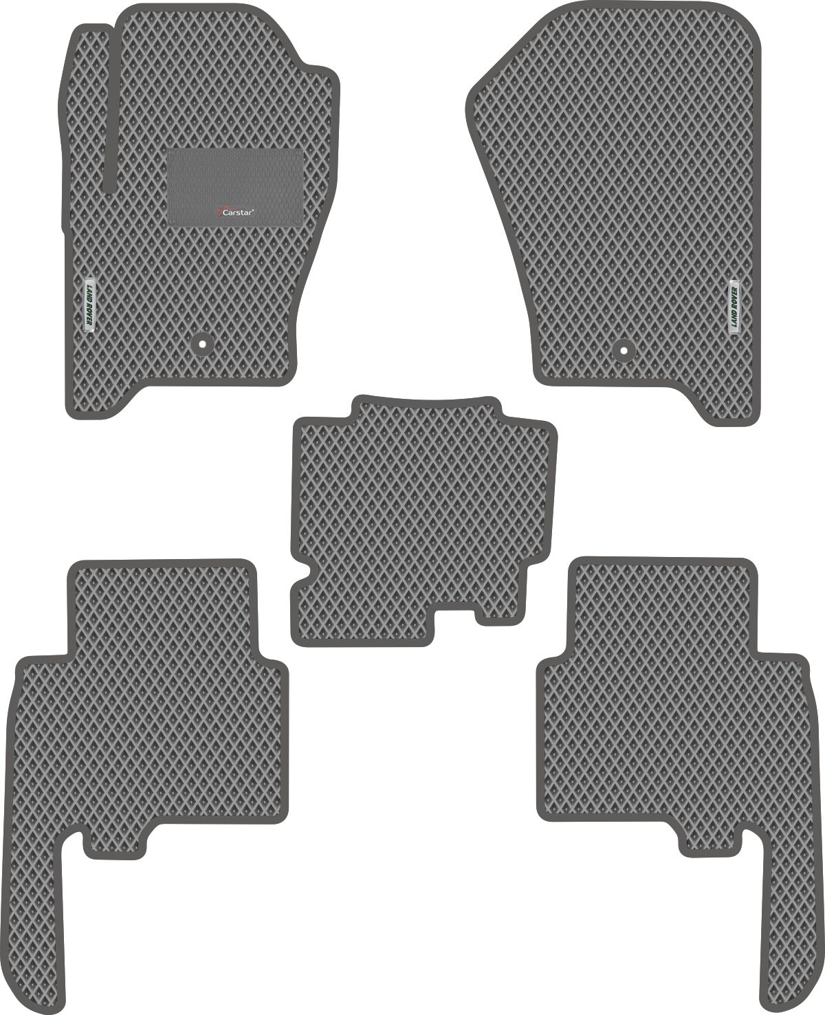 Автомобильные коврики EVA для Land Rover Discovery III (2004-2009), с каучуковым подпятником и 2 эмблемами Land Rover, серые с серым кантом, ячейка - ромб