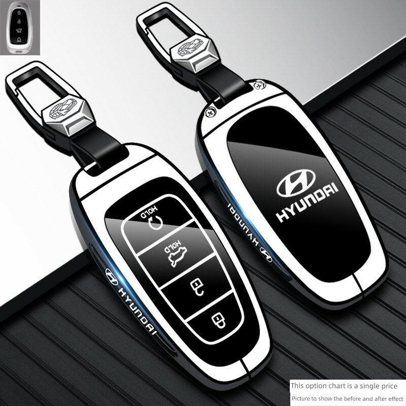 Ключевой чехол 4-кнопочный для Hyundai Tucson L с лунным серебристым цветом и лазерной застежкой