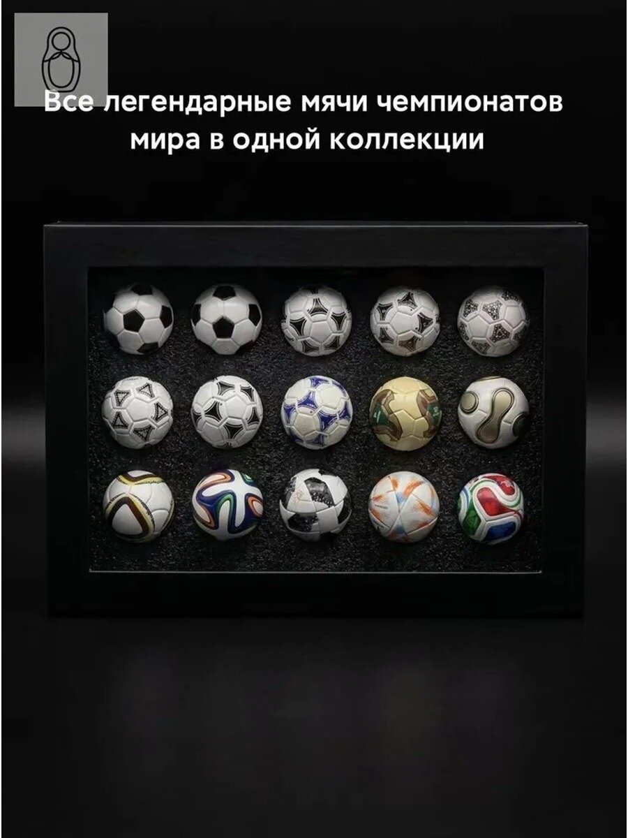 Коллекционный набор мини-мячей Чемпионата мира 1970-2026, 15 шт. в подарочной коробке