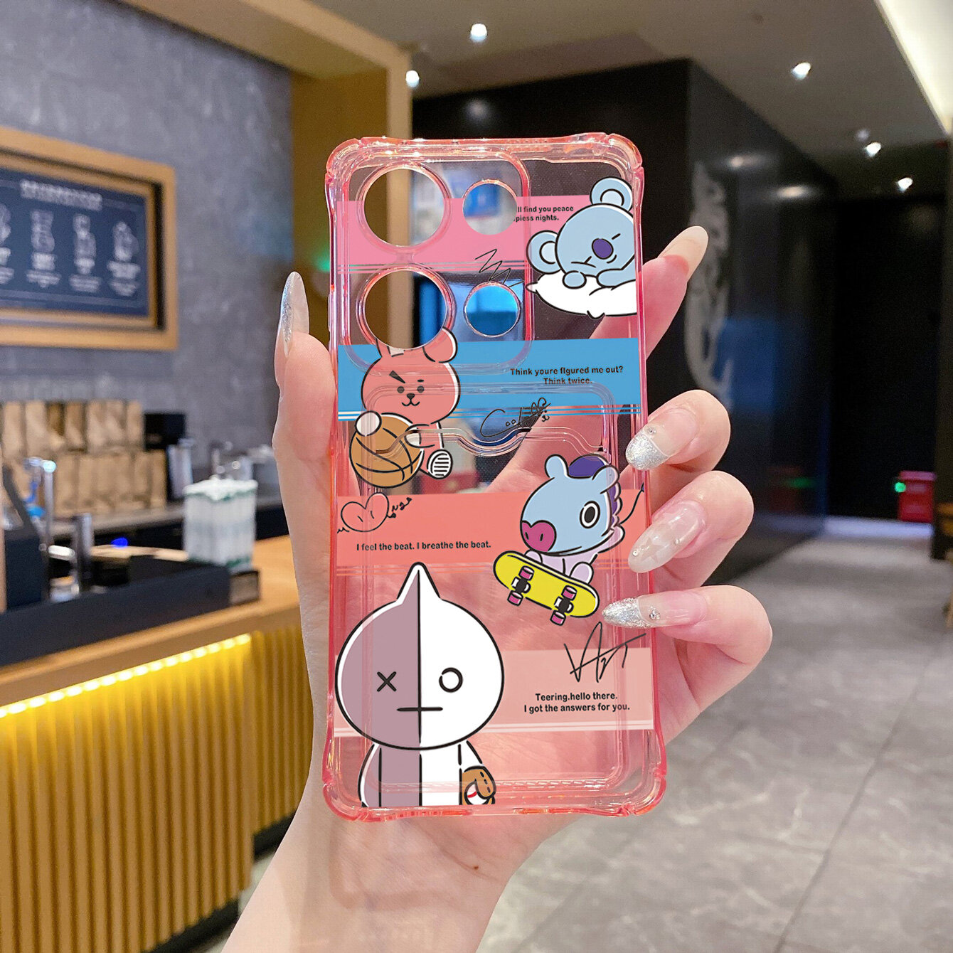 Чехол для Infinix Smart 7 с отделением для карт памяти, абстрактный чехол BTS BT21