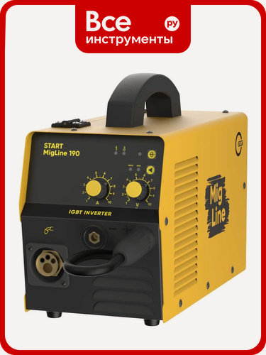 Изображение товара Полуавтоматический сварочный аппарат START MIGLine 190 2ST190 для MIG/MAG и MMA сварки, мощность 6 кВт, вес 9 кг, с возм