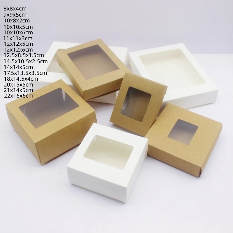 Упаковка для подарков "сделай сам", белая/крафт 10box kraft, 10x10x5cm