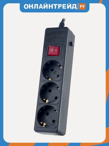 Изображение товара Сетевой фильтр Perfeo "POWER+", 3,0м, 3 розетки, черный (PF-PP-3/3,0-B)