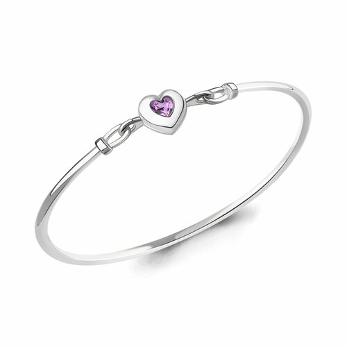 фото Браслет diamant online, серебро, 925 проба, родирование, аметист, длина 18 см., фиолетовый