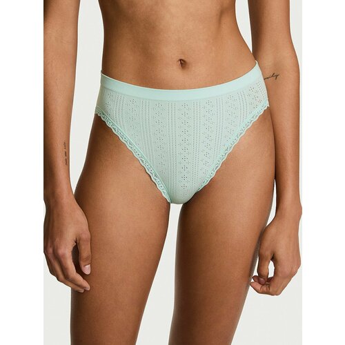 фото Трусы victoria's secret seamless pointelle high-leg brief panty, размер l, голубой