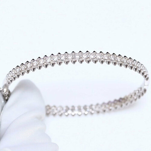 фото Браслет diamant online, серебро, 925 проба, родирование, фианит, длина 18 см., прозрачный