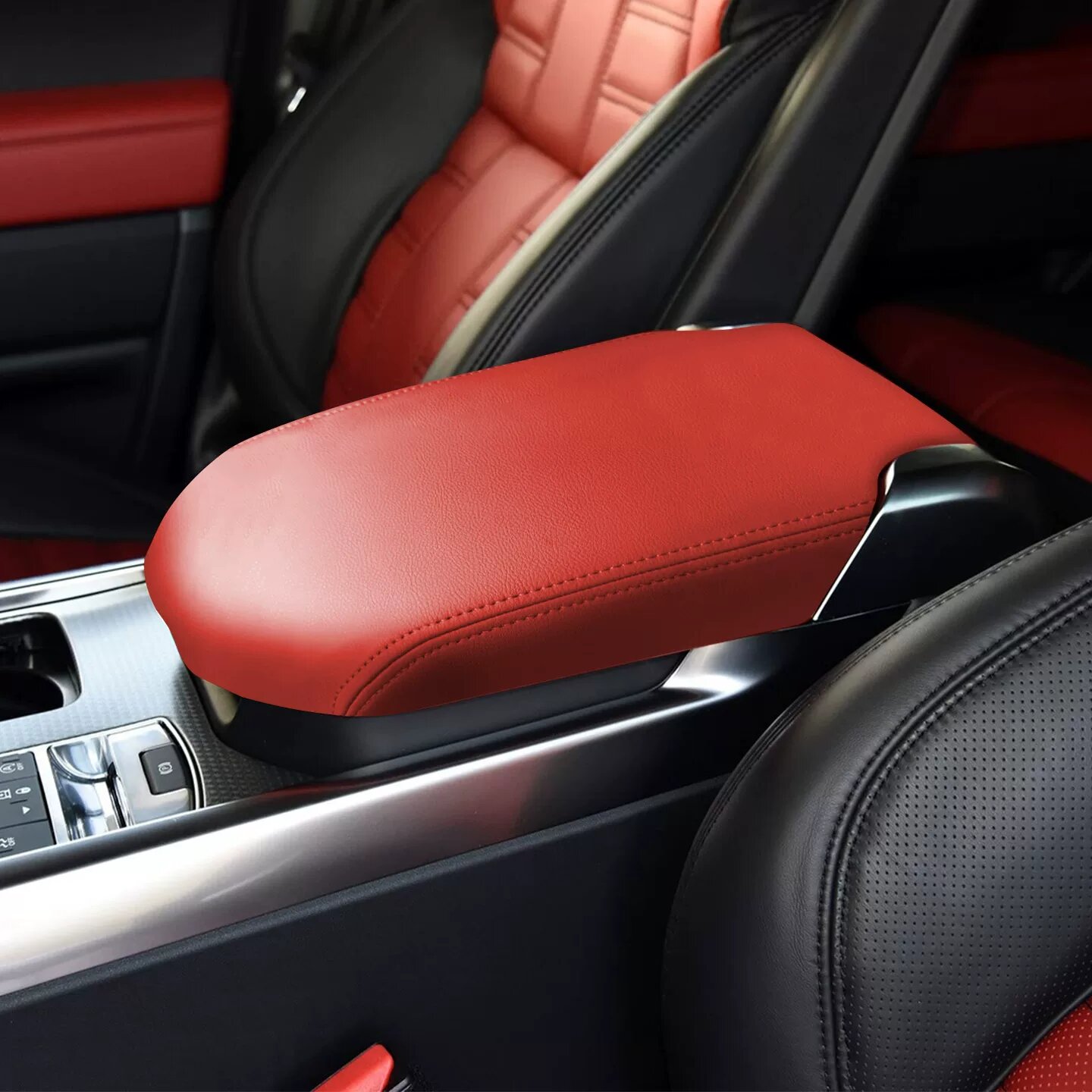 Накладка на центральный подлокотник для Range Rover Sport 14-17, Красный, Противоскользящая, Автомобильный интерьер