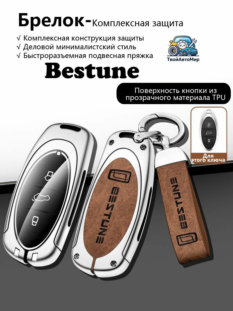 Чехол для ключа ФАВ Бестун FAW Bestune X80 B70 B50 B90 X40 2012-2020, кожаный чехол из сплава с TPU для смарт ключа ФАВ Бестун FAW Bestune