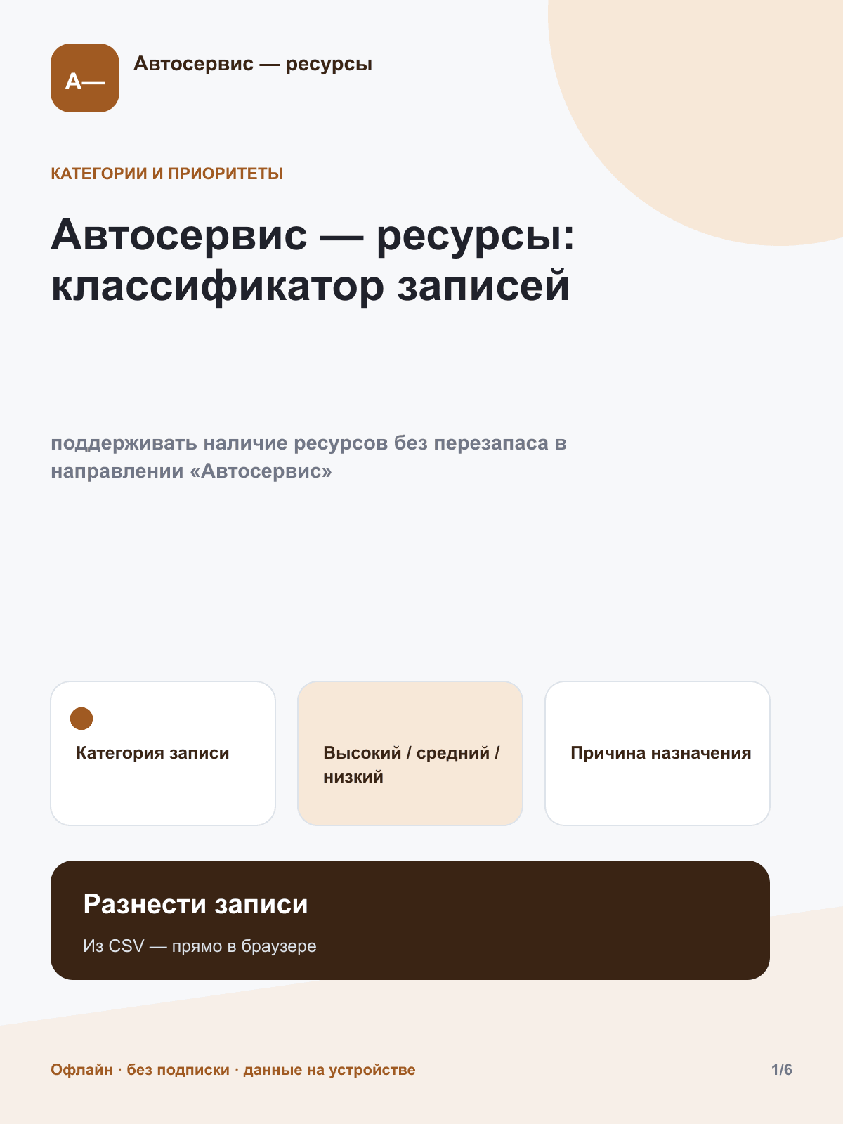 Классификатор записей — программа для компьютера: автосервис, ресурсы