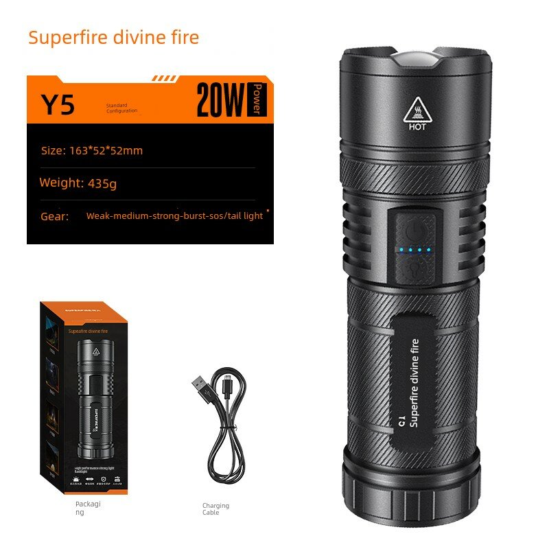 Фонарь Shenhuo Y5-S высокой мощности, сверхъяркий, перезаряжаемый, для использования на открытом воздухе, с дальним