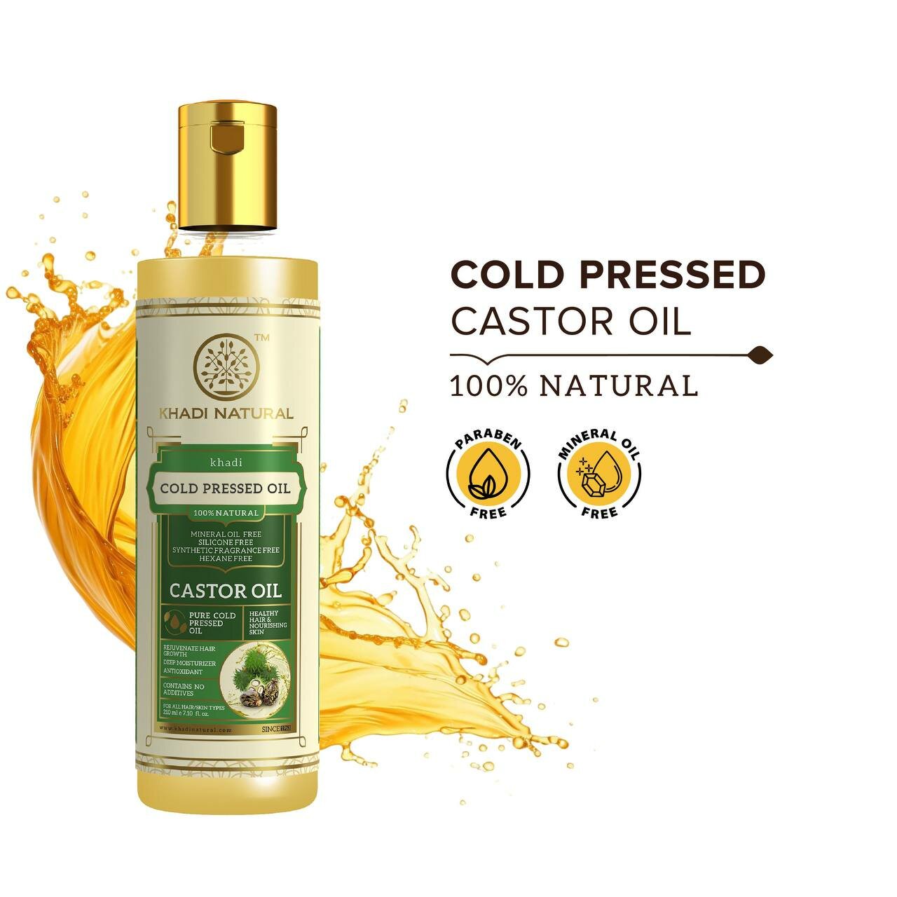 Натуральное касторовое масло холодного отжима KHADI NATURAL, 210 мл