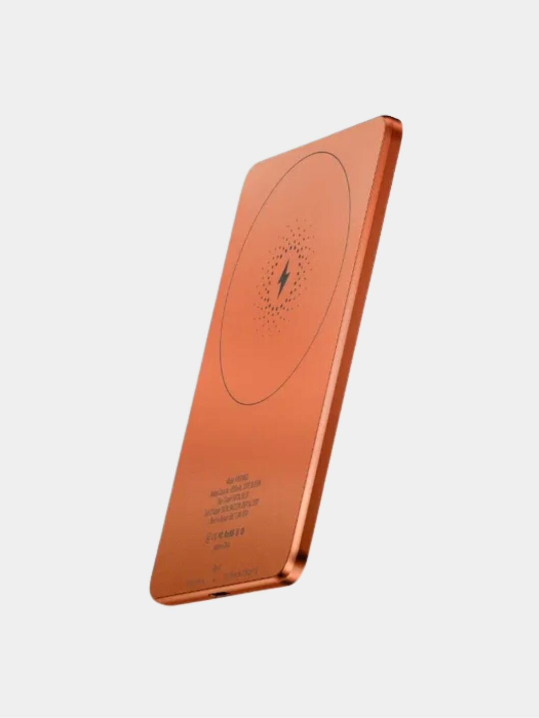 Портативный аккумулятор Powerology Ultra-Thin, 5000 мАч, MagSafe, беспроводной, алюминиевый, оранжевый