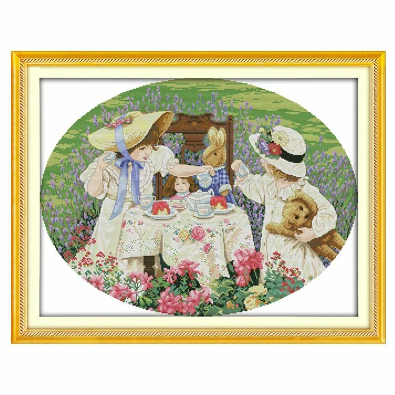 Набор для вышивки крестом "Люди", канва 14ct print canvas