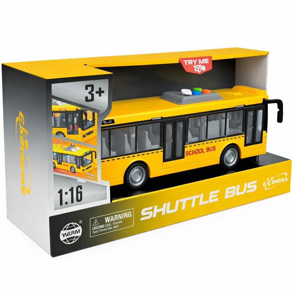 Детская машинка Школьный автобус инерционный с эффектами Желтый