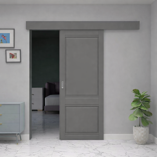 Изображение товара Дверь раздвижная Сицилия 70х200см, софт грей гладкий, 100 % заполнение,( комплект: полотно + раздвижной механизм + добор)