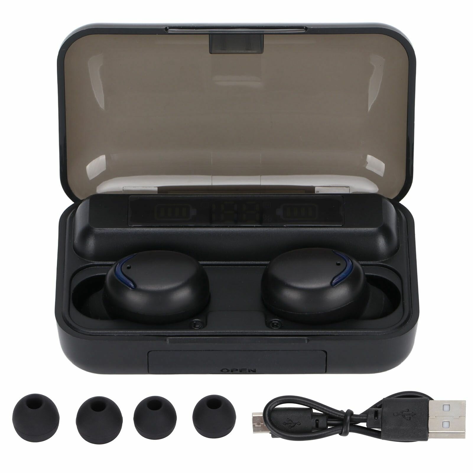 Наушники F9-5C True Wireless с чехлом для беспроводной зарядки, Bluetooth-наушники для спорта, потнепроницаемая стереогарнитура