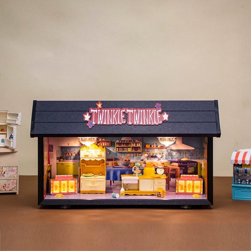 POP MART Star People Деревянная сцена для дома, черный с крышей, хранение фигурок для коллекционных боксов