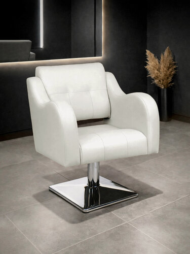 Изображение товара Парикмахерское кресло Волна, гидравлика, квадратное основание, Уютный мастер, белый