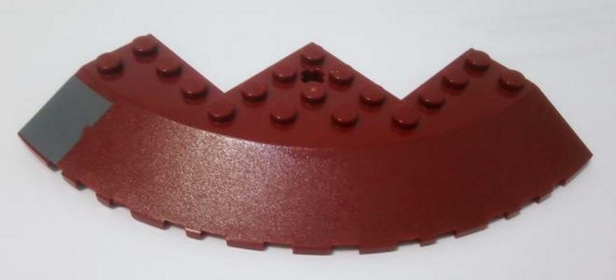 Деталь Lego 58846pb23L Brick, Round Corner 10 x 10 with Slope 33 Edge, Axle Hole, Facet Cutout with Worn Dark Bluish Gray Rectangle Pattern Model Left Side (Sticker) - Set 75060