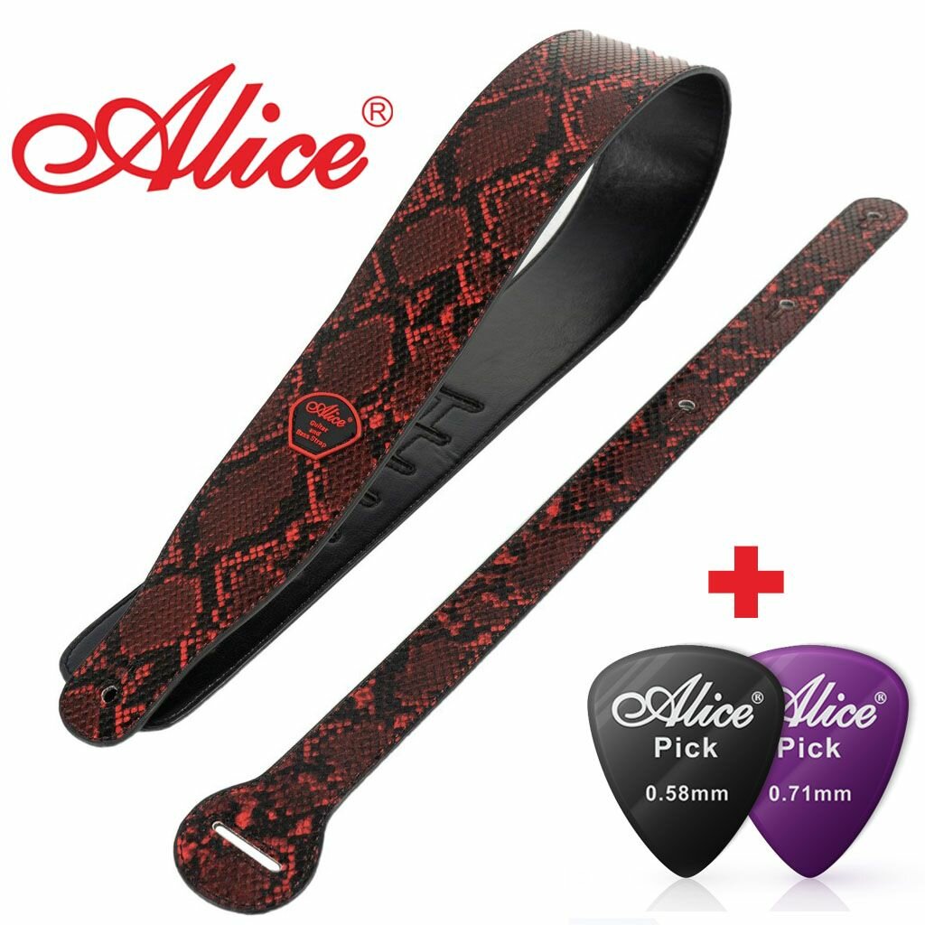 Ремень для гитары ALICE A040-P3, ЭКО-кожа, ширина 7 см, с держателем под медиаторы
