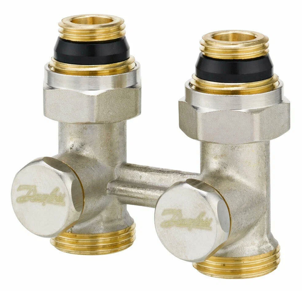 Узел нижнего подключения прямой для радиаторов 1/2"х3/4" Еврококус DANFOSS RLV-KS с переходниками арт. 003L0220