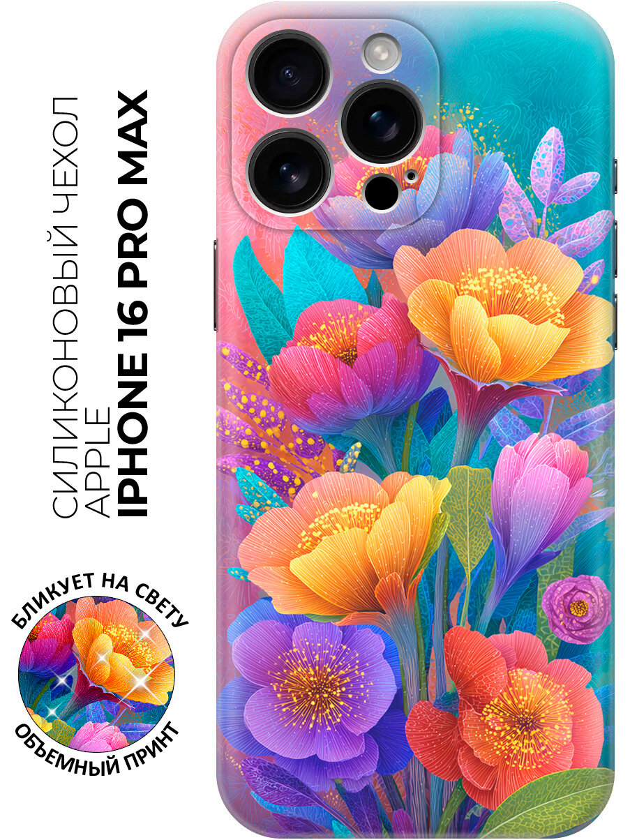 Силиконовый чехол на Apple iPhone 16 Pro Max с принтом "Радуга цветов"